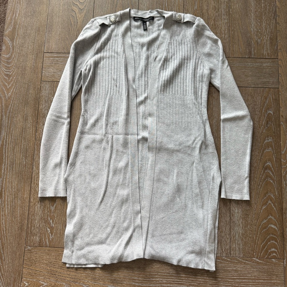 White House Black Market Gray Cardigan Sweater